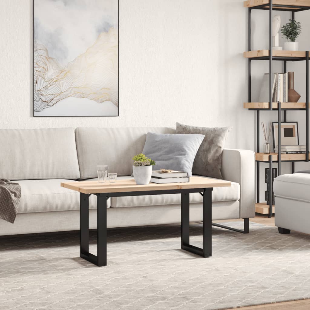 Tavolino Salotto Telaio a O 100x50x45,5 cm Legno Pino e Acciaio