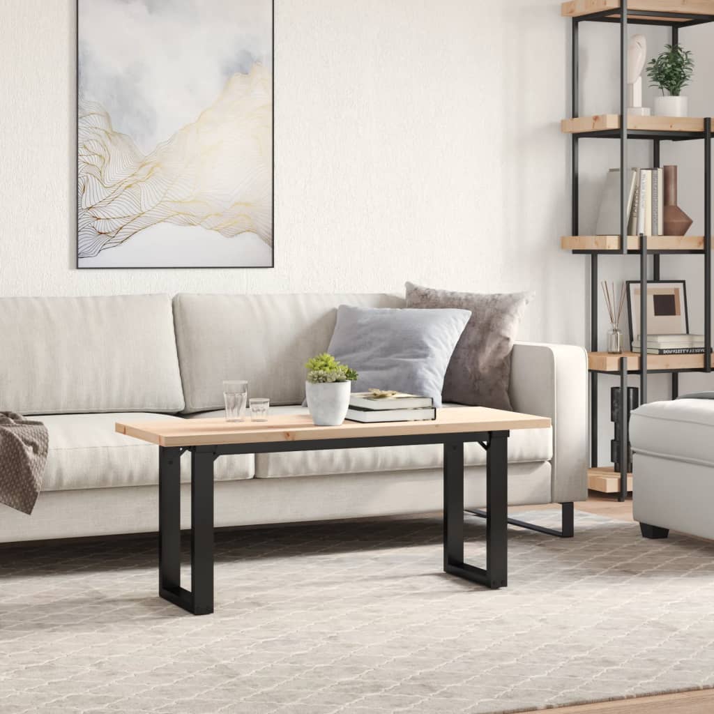 Tavolino Salotto Telaio a O 110x40x45,5 cm Legno Pino e Acciaio