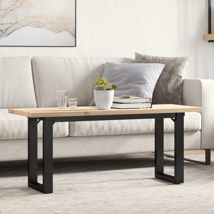 Tavolino Salotto Telaio a O 110x40x45,5 cm Legno Pino e Acciaio
