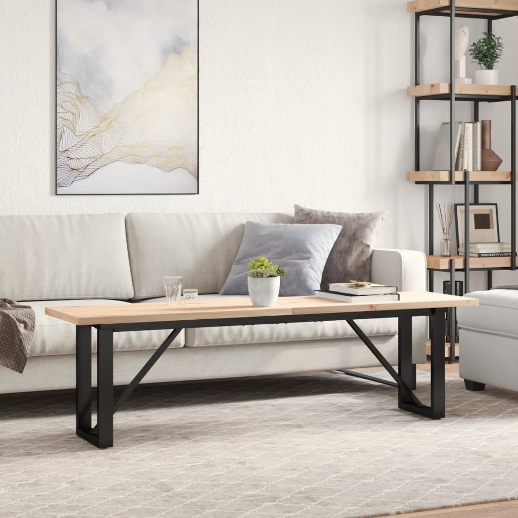 Tavolino Salotto Telaio a O 160x40x45,5 cm Legno Pino e Acciaio