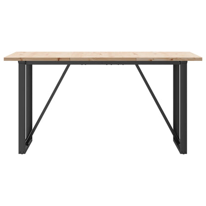 Tavolo da Pranzo Telaio a O 160x80x75,5 cm Legno Pino e Acciaio