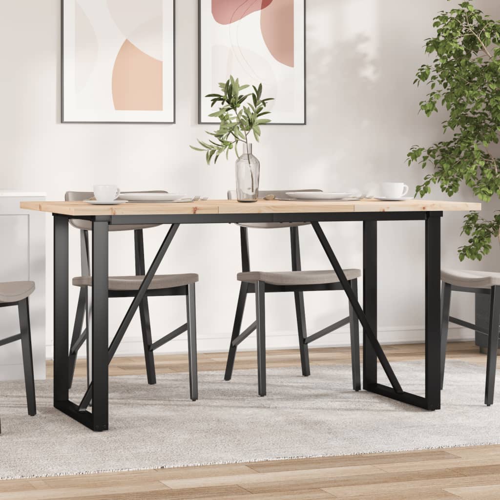Tavolo da Pranzo Telaio a O 160x80x75,5 cm Legno Pino e Acciaio