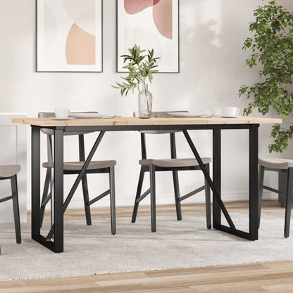 Tavolo da Pranzo Telaio a O 160x80x75,5 cm Legno Pino e Acciaio