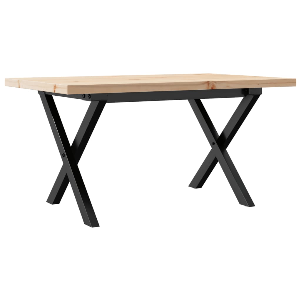 Tavolino Salotto Telaio a X 80x50x40,5 cm Legno Pino e Acciaio
