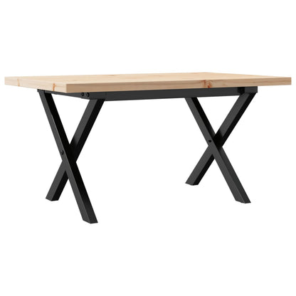 Tavolino Salotto Telaio a X 80x50x40,5 cm Legno Pino e Acciaio
