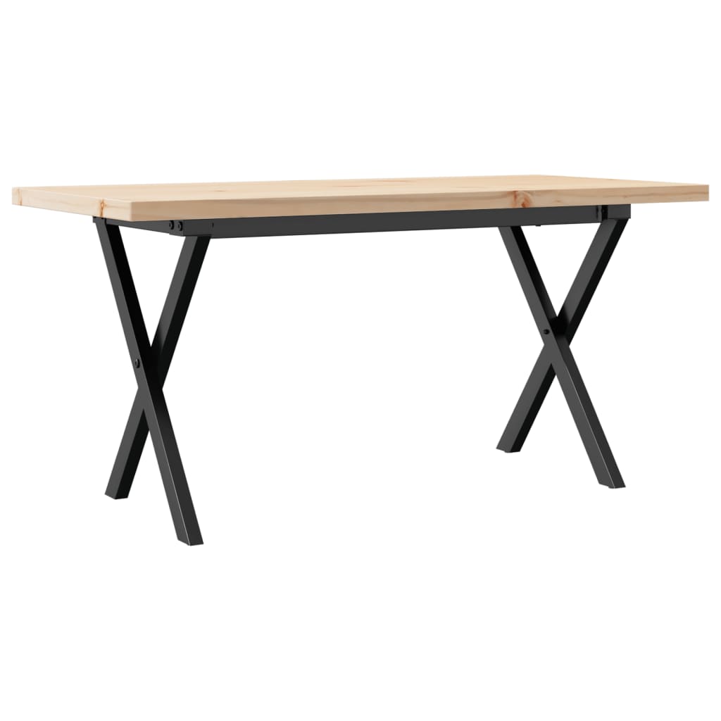 Tavolino Salotto Telaio a X 90x40x45,5 cm Legno Pino e Acciaio