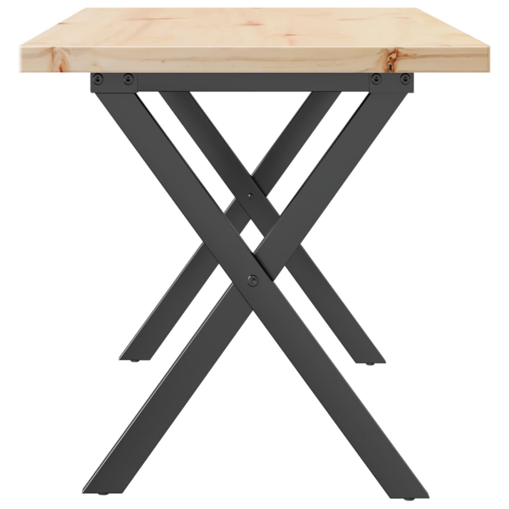 Tavolino Salotto Telaio a X 90x40x45,5 cm Legno Pino e Acciaio