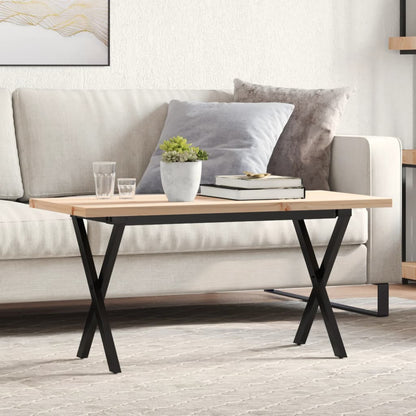 Tavolino Salotto Telaio a X 90x40x45,5 cm Legno Pino e Acciaio