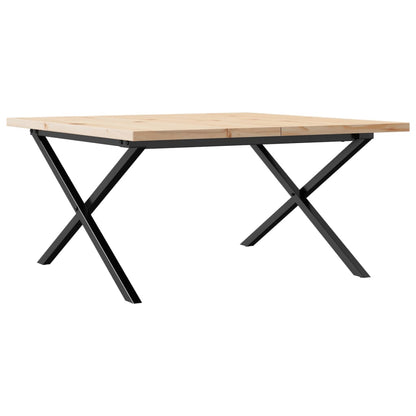 Tavolino Salotto Telaio a X 90x90x45,5 cm Legno Pino e Acciaio