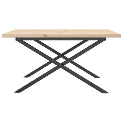 Tavolino Salotto Telaio a X 90x90x45,5 cm Legno Pino e Acciaio