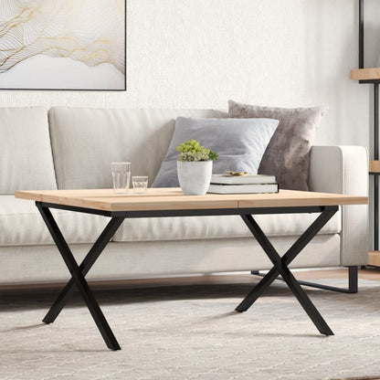 Tavolino Salotto Telaio a X 90x90x45,5 cm Legno Pino e Acciaio