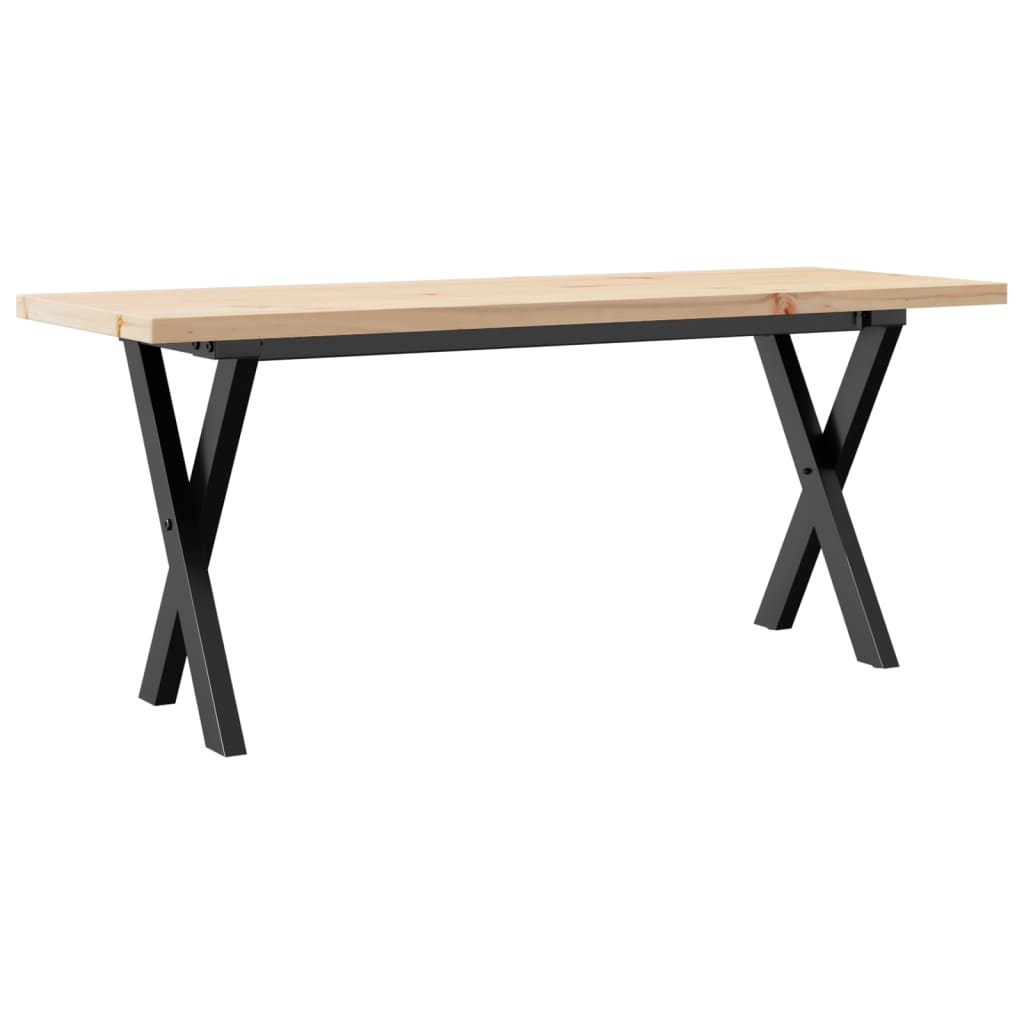 Tavolino Salotto Telaio a X 110x40x45,5 cm Legno Pino e Acciaio