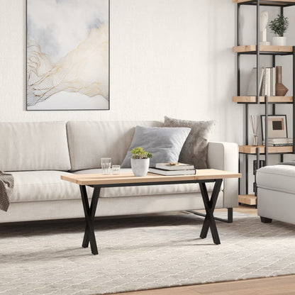 Tavolino Salotto Telaio a X 110x40x45,5 cm Legno Pino e Acciaio