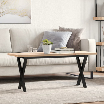 Tavolino Salotto Telaio a X 110x40x45,5 cm Legno Pino e Acciaio