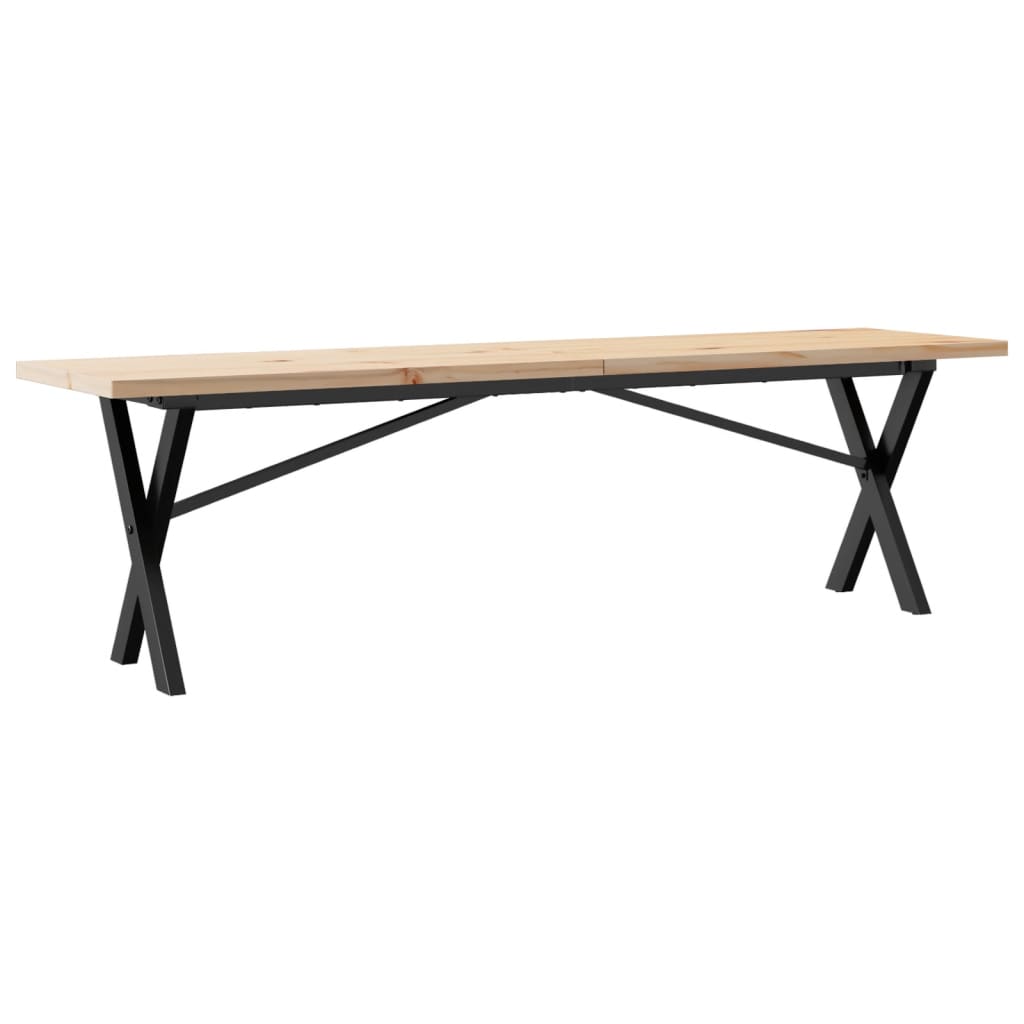 Tavolino Salotto Telaio a X 160x40x45,5 cm Legno Pino e Acciaio