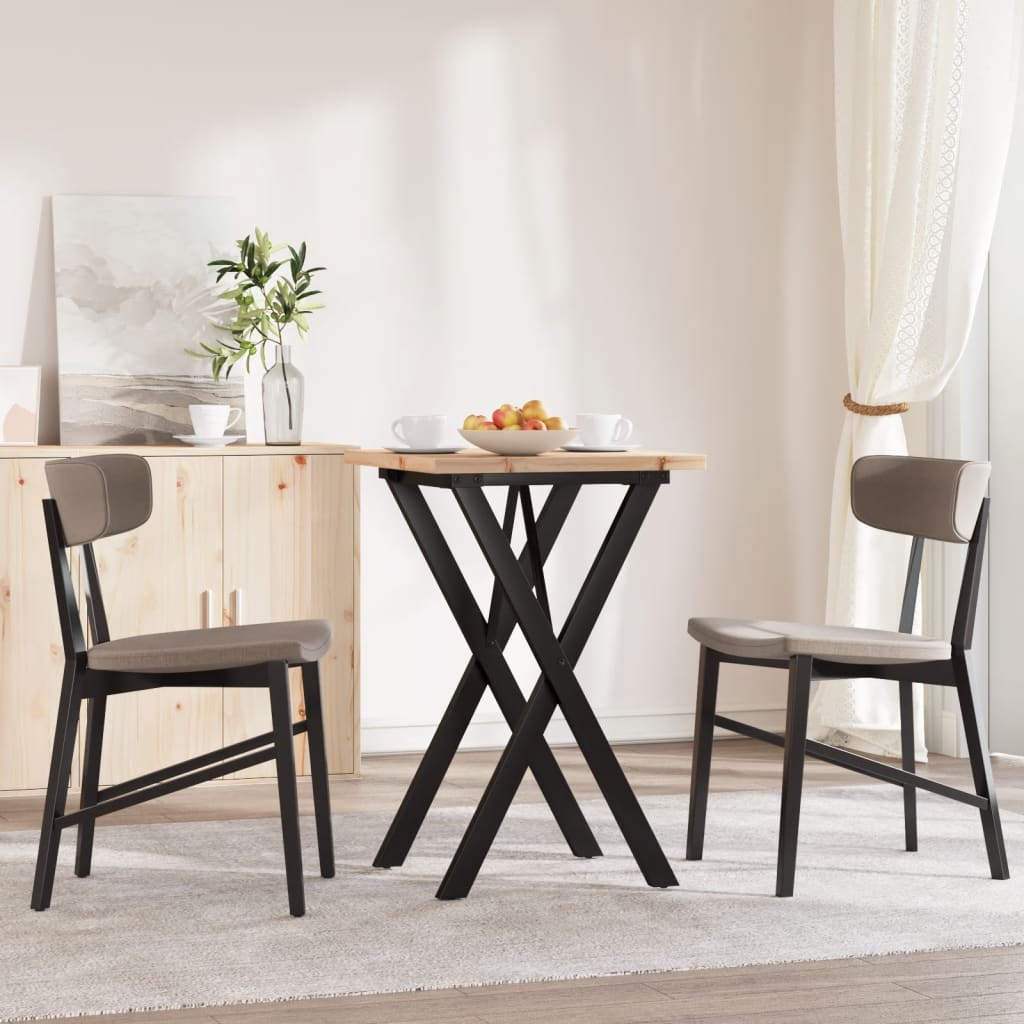 Tavolo da Pranzo Telaio a X 50x50x75,5 cm Legno Pino e Acciaio