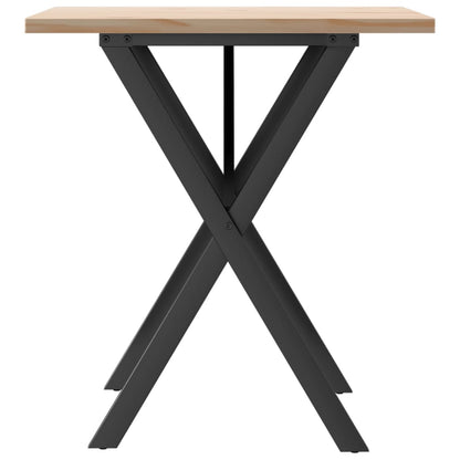 Tavolo da Pranzo Telaio a X 70x70x75,5 cm Legno Pino e Acciaio