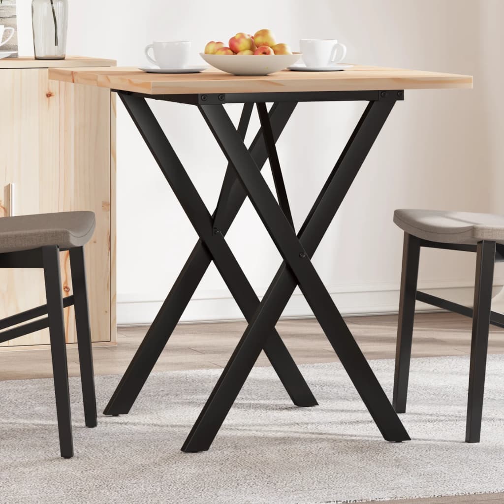 Tavolo da Pranzo Telaio a X 70x70x75,5 cm Legno Pino e Acciaio
