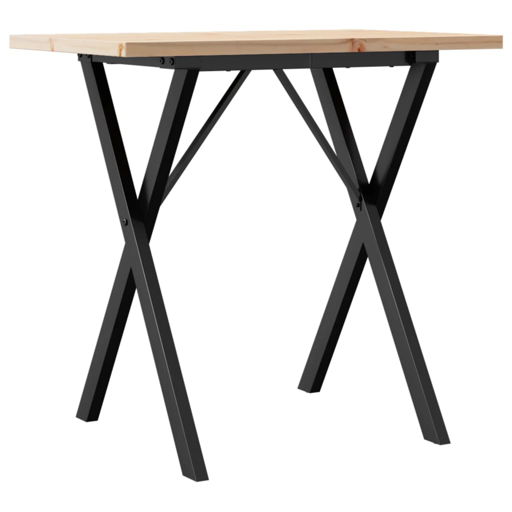 Tavolo da Pranzo Telaio a X 80x50x75,5 cm Legno Pino e Acciaio