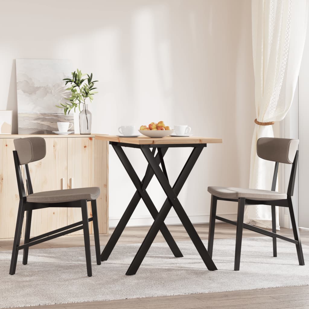 Tavolo da Pranzo Telaio a X 80x50x75,5 cm Legno Pino e Acciaio