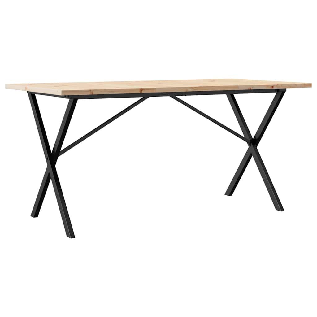 Tavolo da Pranzo Telaio a X 140x80x75,5 cm Legno Pino e Acciaio