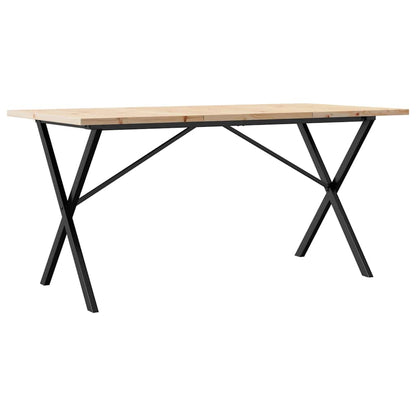Tavolo da Pranzo Telaio a X 140x80x75,5 cm Legno Pino e Acciaio