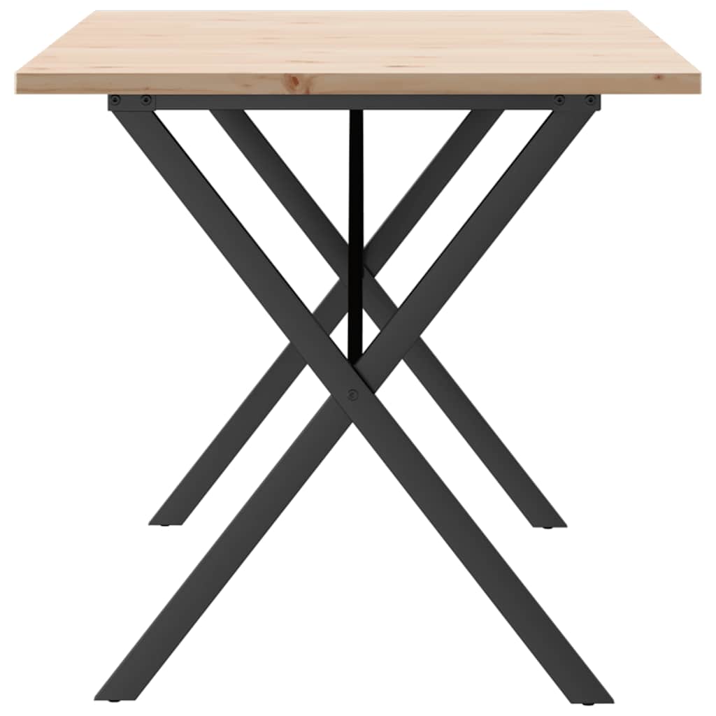 Tavolo da Pranzo Telaio a X 140x80x75,5 cm Legno Pino e Acciaio