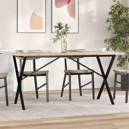 Tavolo da Pranzo Telaio a X 140x80x75,5 cm Legno Pino e Acciaio