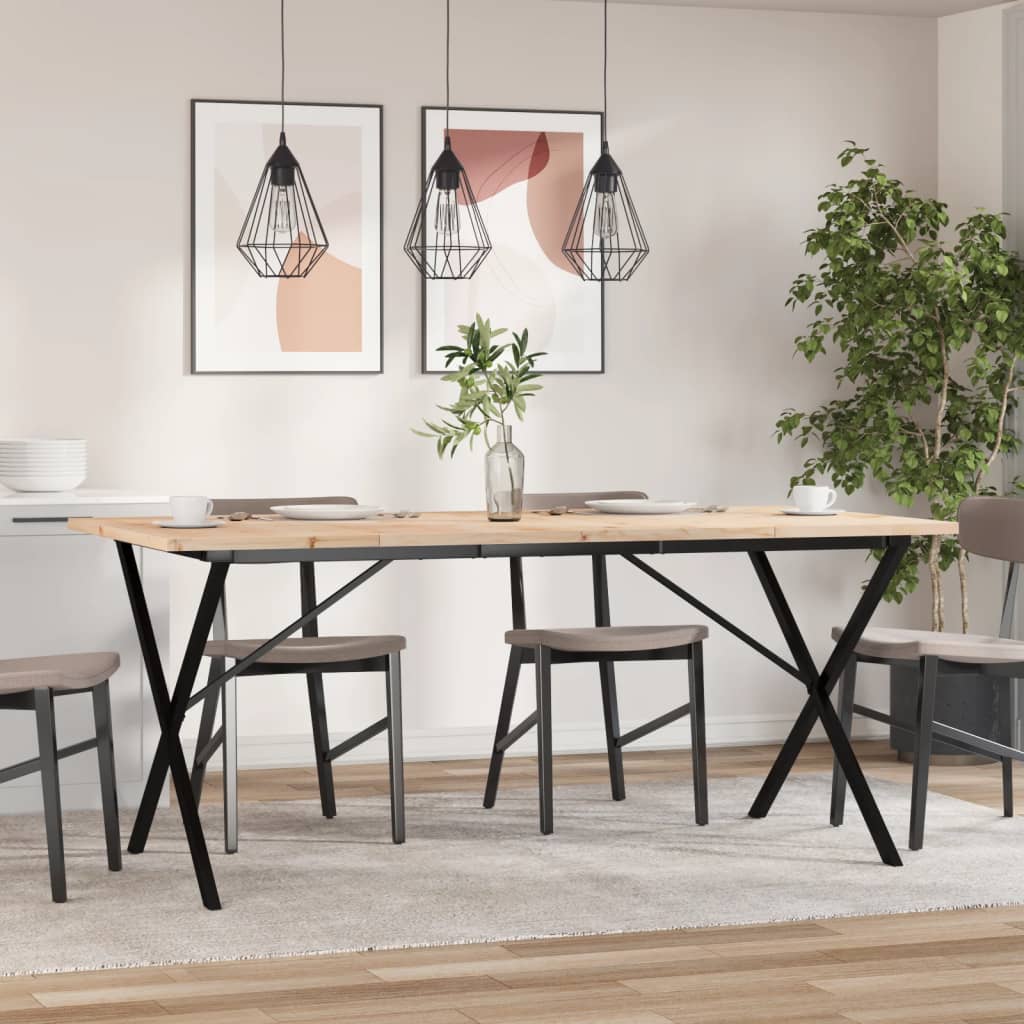 Tavolo da Pranzo Telaio a X 180x90x75,5 cm Legno Pino e Acciaio