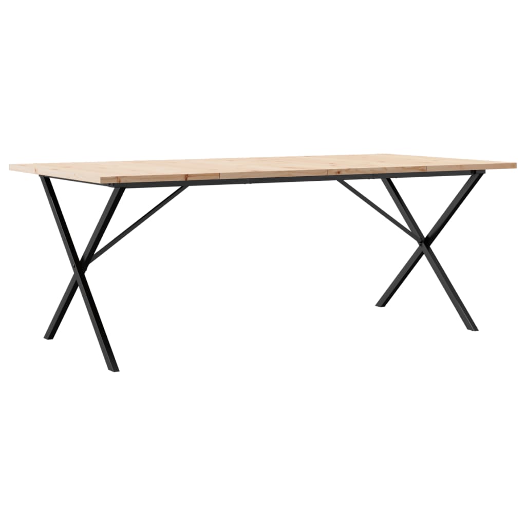 Tavolo Pranzo Telaio a X 200x100x75,5 cm Legno Pino e Acciaio
