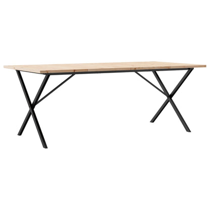 Tavolo Pranzo Telaio a X 200x100x75,5 cm Legno Pino e Acciaio