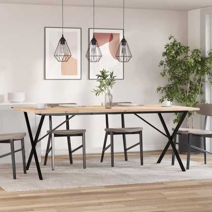 Tavolo Pranzo Telaio a X 200x100x75,5 cm Legno Pino e Acciaio