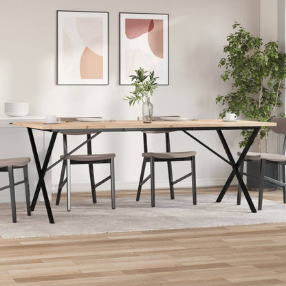 Tavolo Pranzo Telaio a X 200x100x75,5 cm Legno Pino e Acciaio