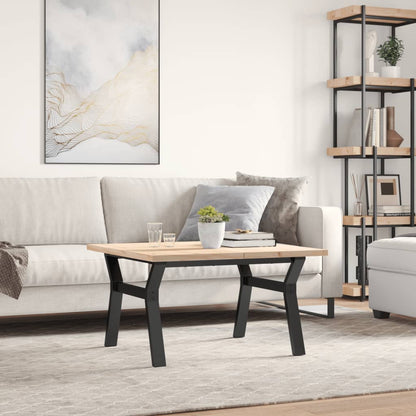Tavolino Salotto Telaio a Y 80x80x45,5cm Legno Pino e Acciaio