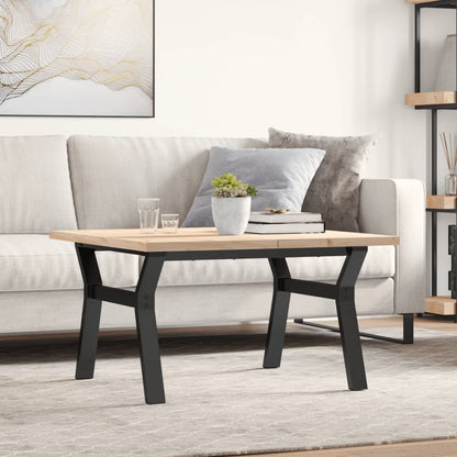 Tavolino Salotto Telaio a Y 80x80x45,5cm Legno Pino e Acciaio