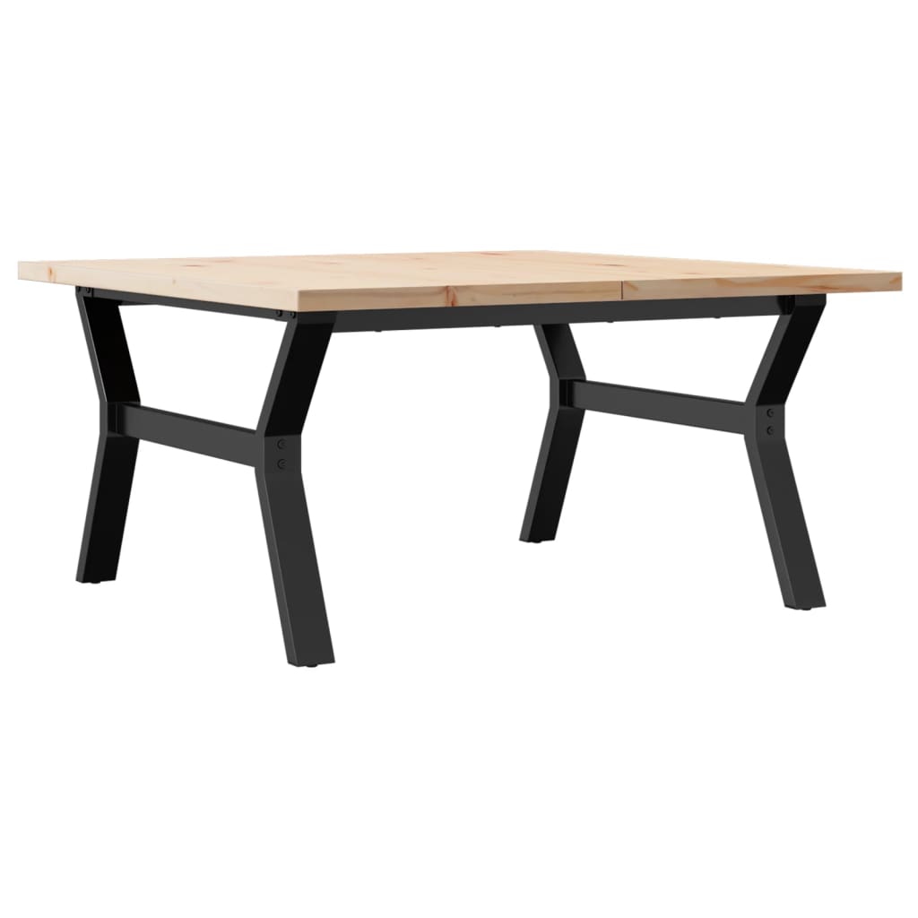 Tavolino Salotto Telaio a Y 90x90x45,5 cm Legno Pino e Acciaio