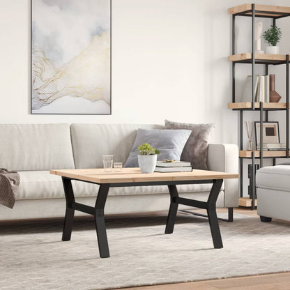 Tavolino Salotto Telaio a Y 90x90x45,5 cm Legno Pino e Acciaio