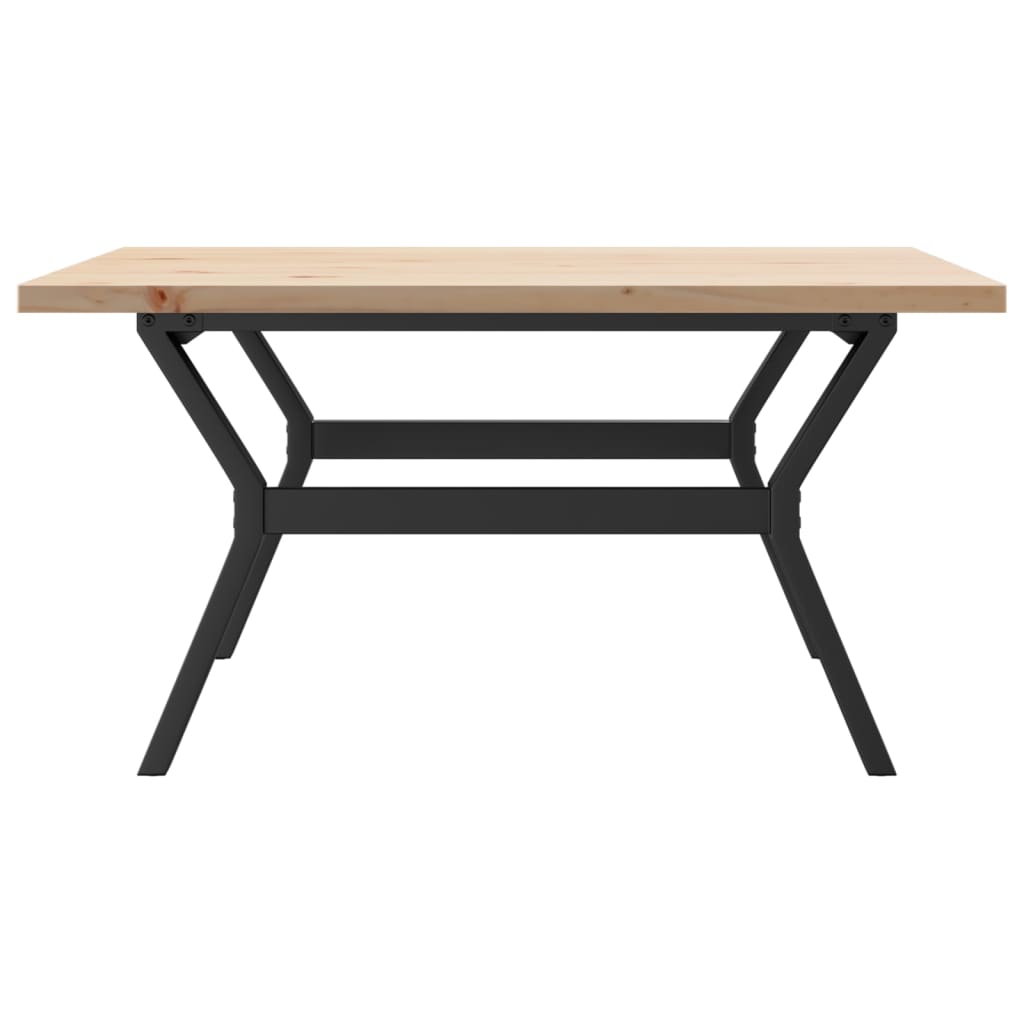 Tavolino Salotto Telaio a Y 90x90x45,5 cm Legno Pino e Acciaio