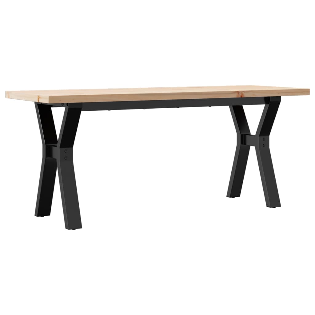 Tavolino Salotto Telaio a Y 110x40x45,5 cm Legno Pino e Acciaio