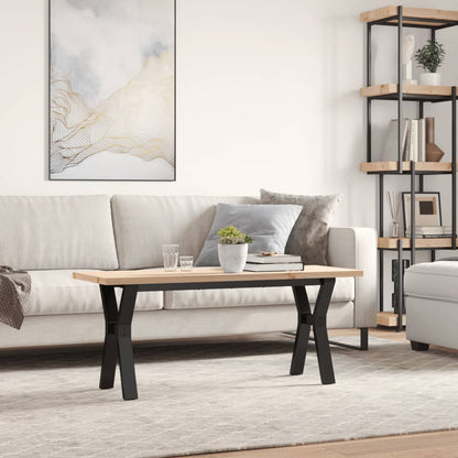 Tavolino Salotto Telaio a Y 110x40x45,5 cm Legno Pino e Acciaio