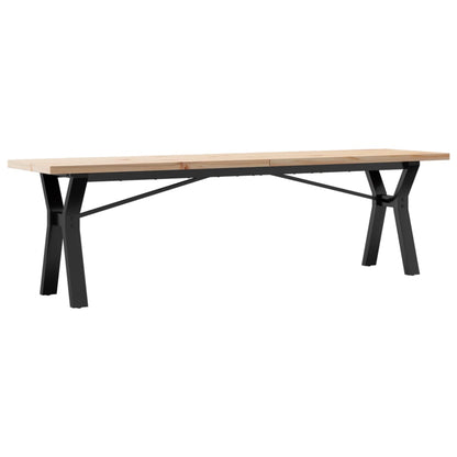 Tavolino Salotto Telaio a Y 160x40x45,5 cm Legno Pino e Acciaio