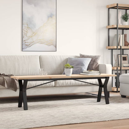 Tavolino Salotto Telaio a Y 160x40x45,5 cm Legno Pino e Acciaio