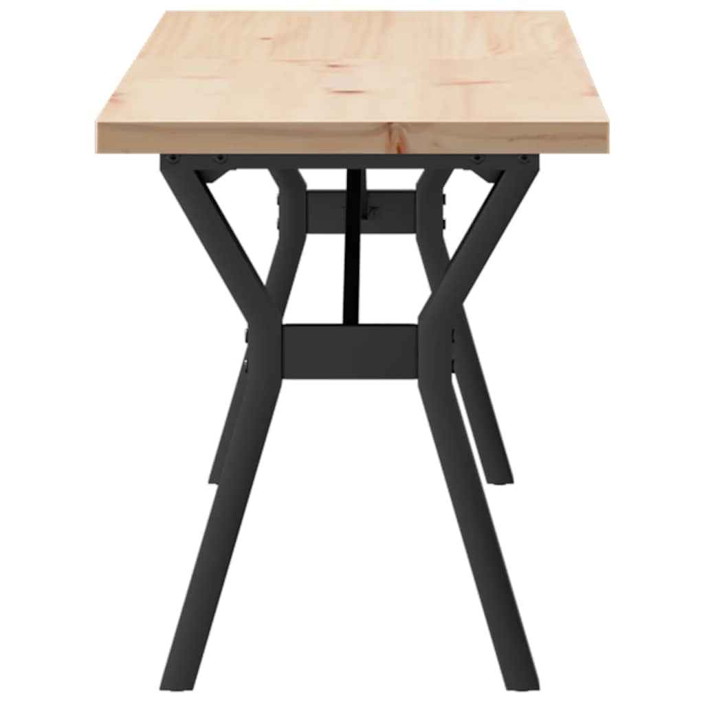 Tavolino Salotto Telaio a Y 160x40x45,5 cm Legno Pino e Acciaio