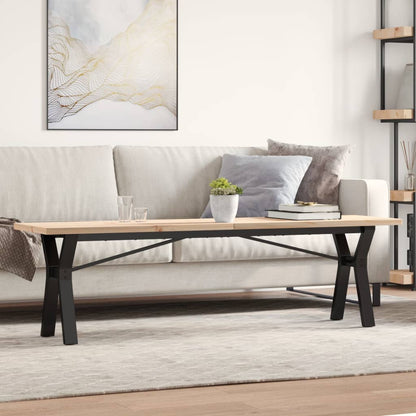 Tavolino Salotto Telaio a Y 160x40x45,5 cm Legno Pino e Acciaio