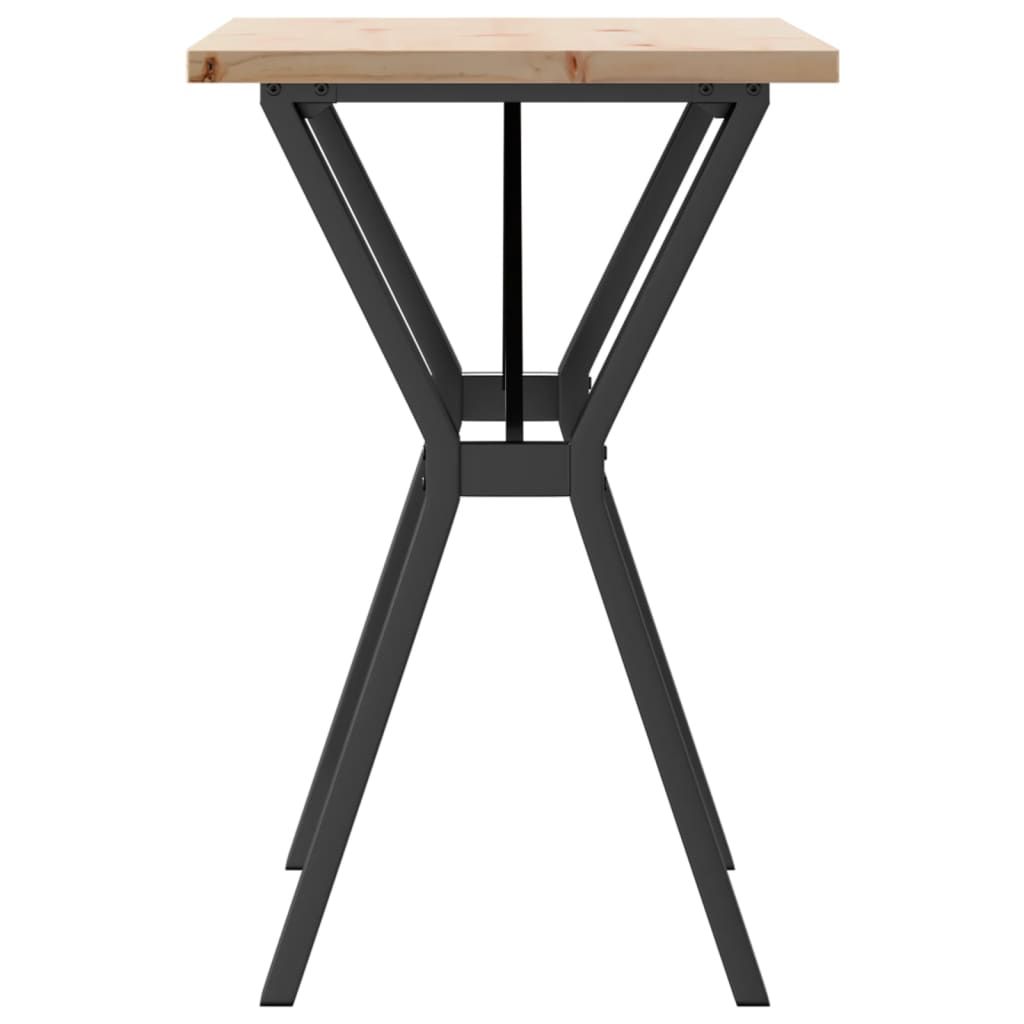 Tavolo da Pranzo Telaio a Y 80x50x75,5 cm Legno Pino e Acciaio