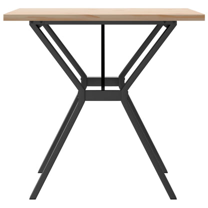 Tavolo da Pranzo Telaio a Y 80x80x75,5 cm Legno Pino e Acciaio