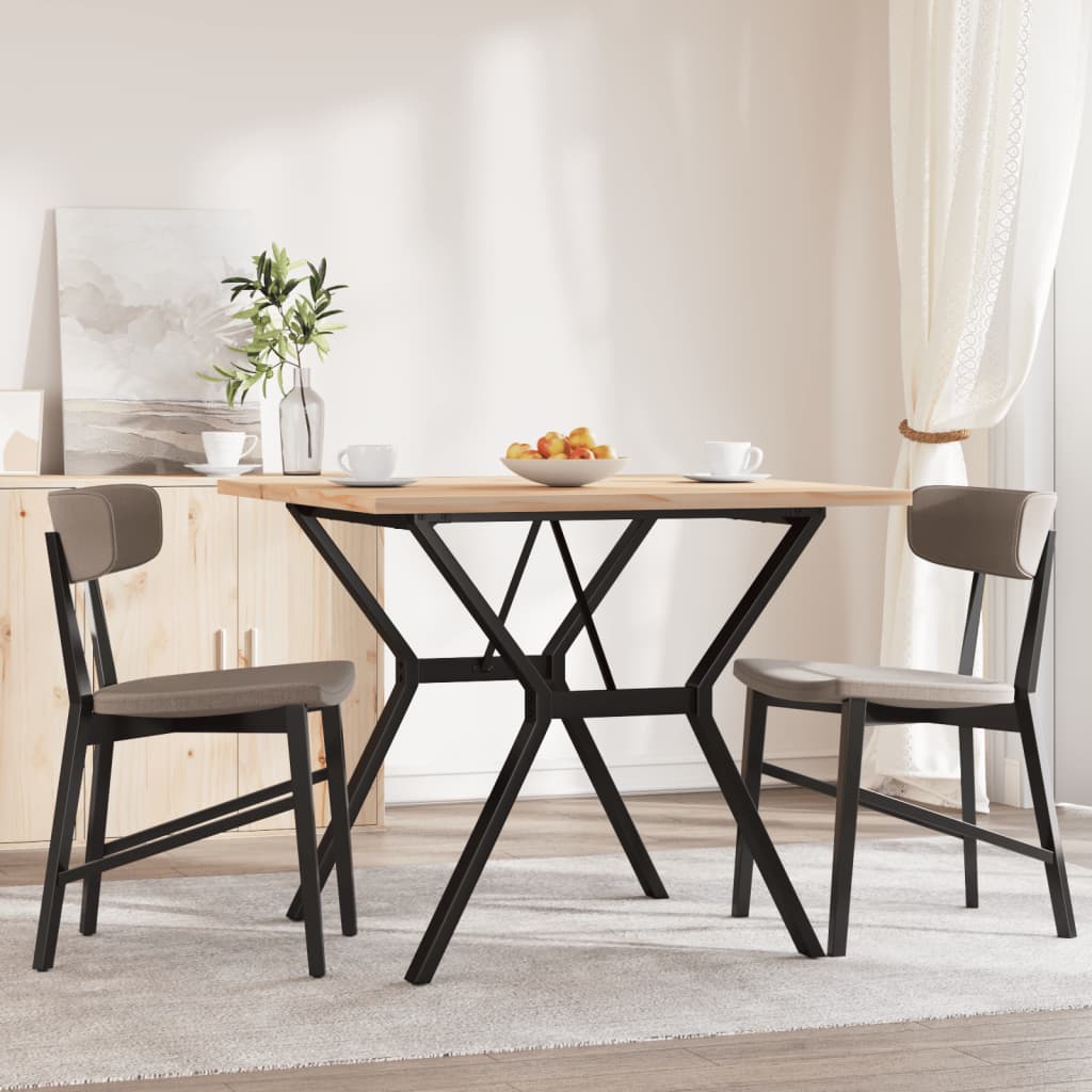 Tavolo da Pranzo Telaio a Y 90x90x75,5 cm Legno Pino e Acciaio