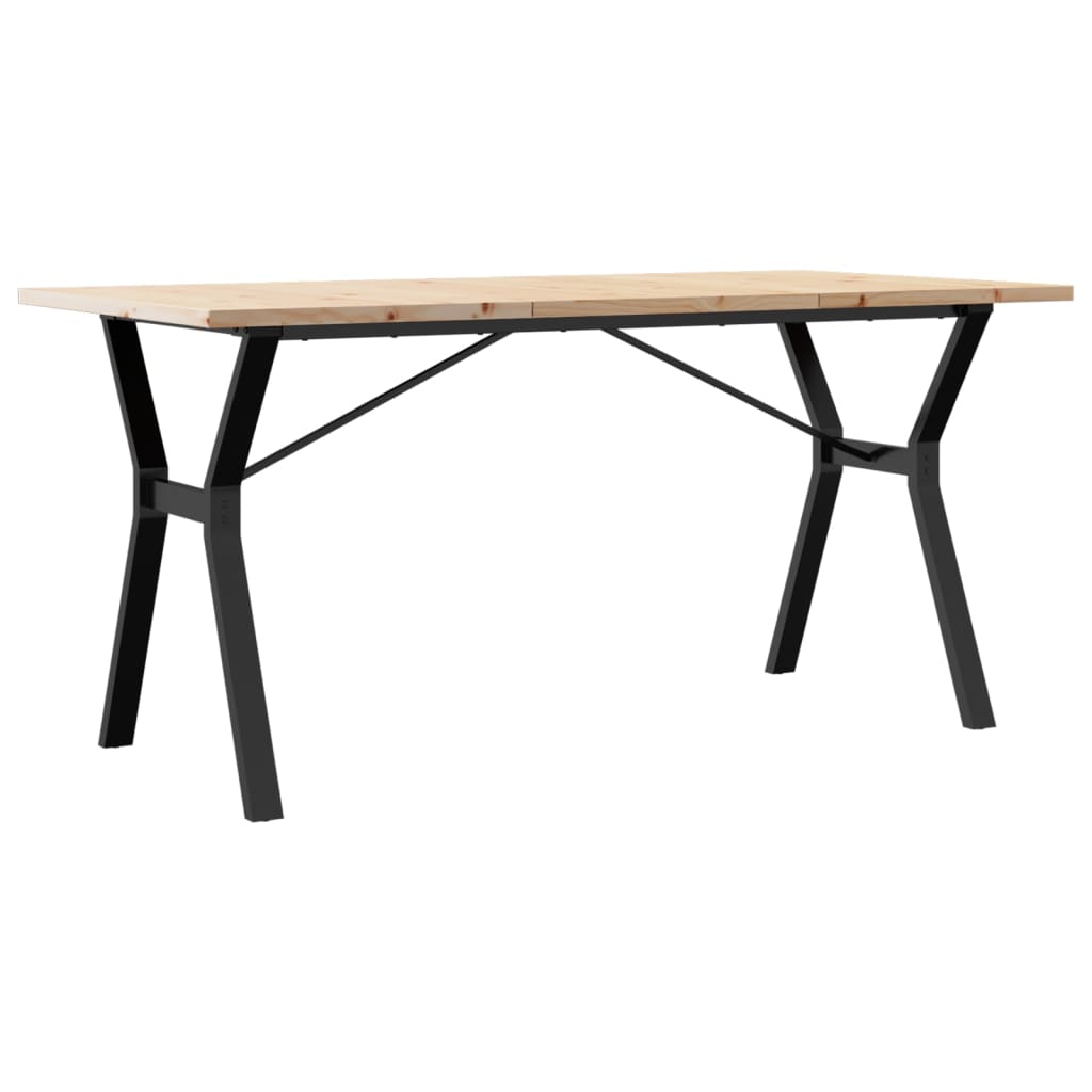 Tavolo da Pranzo Telaio a Y 160x80x75,5 cm Legno Pino e Acciaio