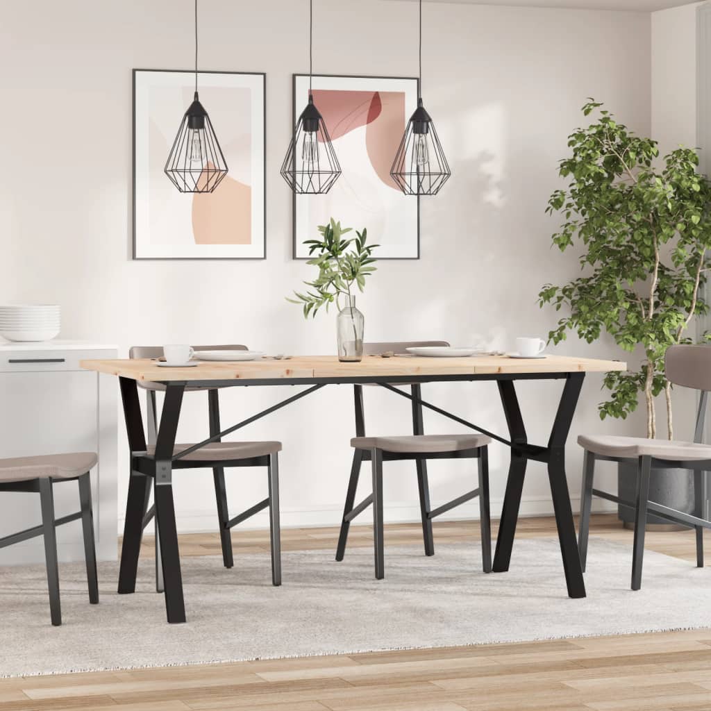 Tavolo da Pranzo Telaio a Y 160x80x75,5 cm Legno Pino e Acciaio