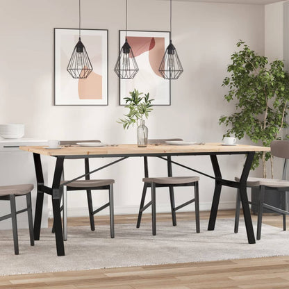 Tavolo da Pranzo Telaio a Y 180x90x75,5 cm Legno Pino e Acciaio